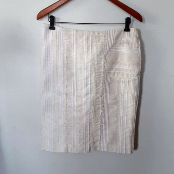 Tibi Quilted Off White Cotton Blend Fully Lined Skirt Womens Size 6 Chic - Picture 9 of 12